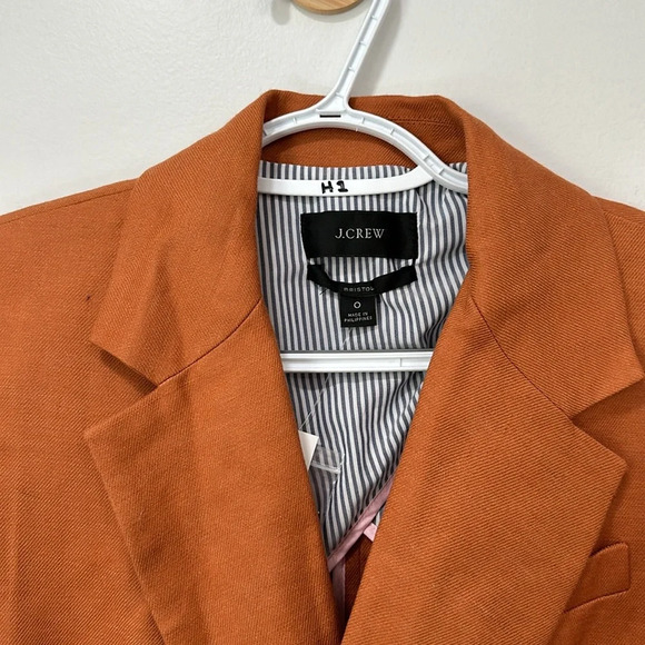 J Crew Womens Bristol Blazer 0 Linen Business Burnt Orange Fall Gold Button NEW - Picture 6 of 8